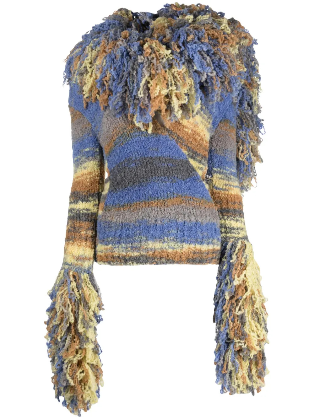The Attico Rhona Fringed Bouclé Cardigan - Farfetch | Farfetch Global