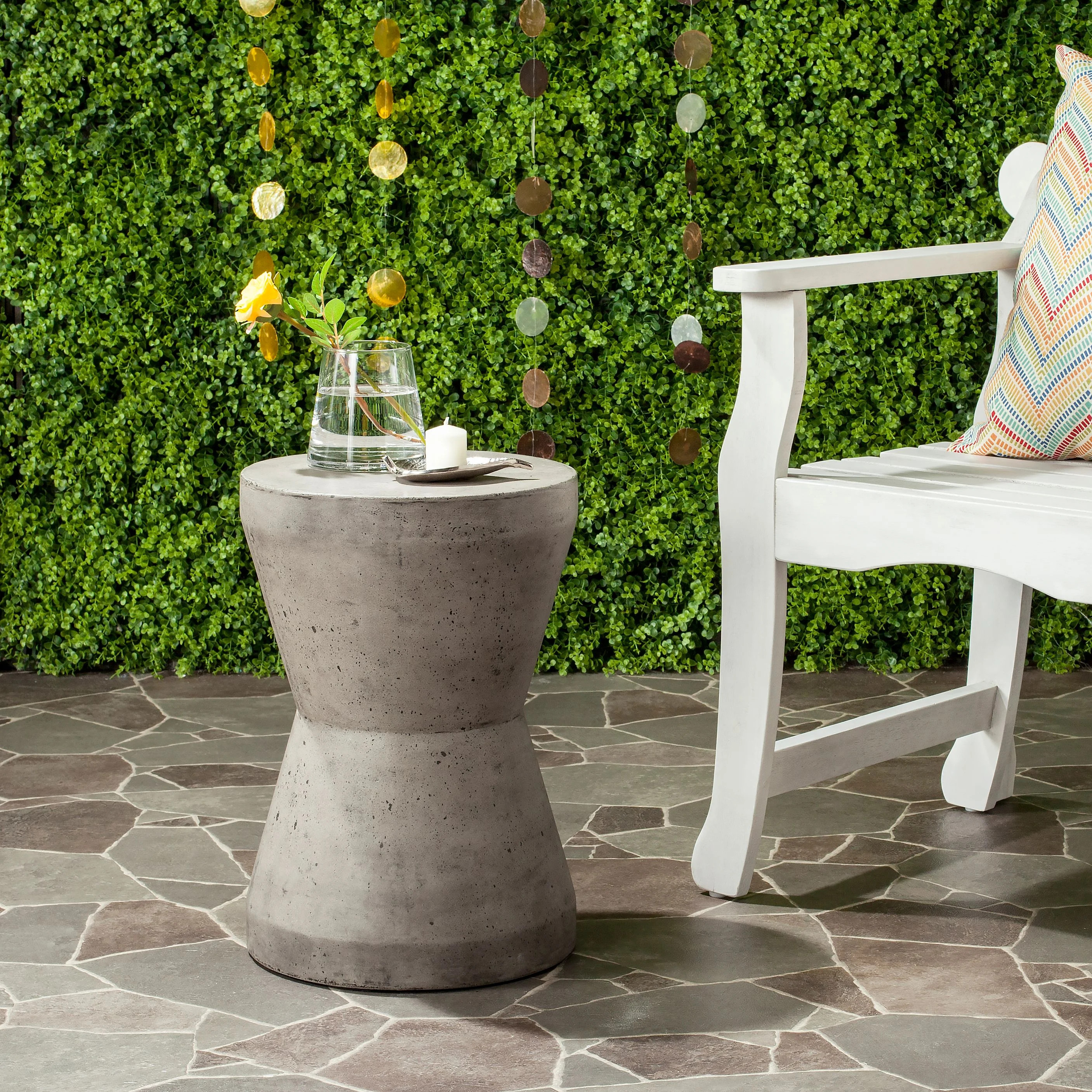 Safavieh Torre 17.3" Modern Concrete Indoor/Outdoor Accent Table in Dark Gray | Walmart (US)