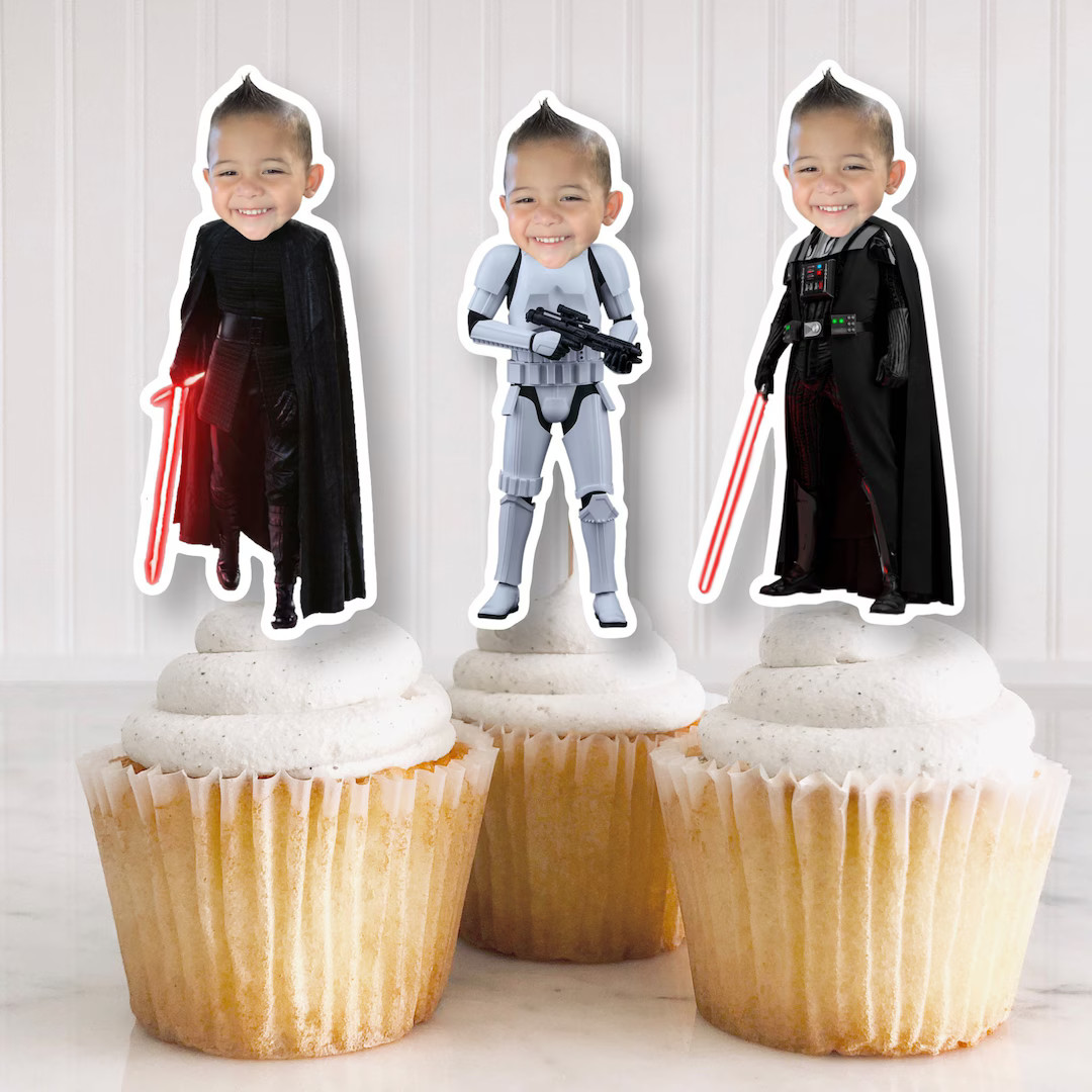 Darth Vader, Kylo Ren, Storm Trooper Customer Face Cupcake Toppers/ Star Wars Decoration, Star Wa... | Etsy (US)