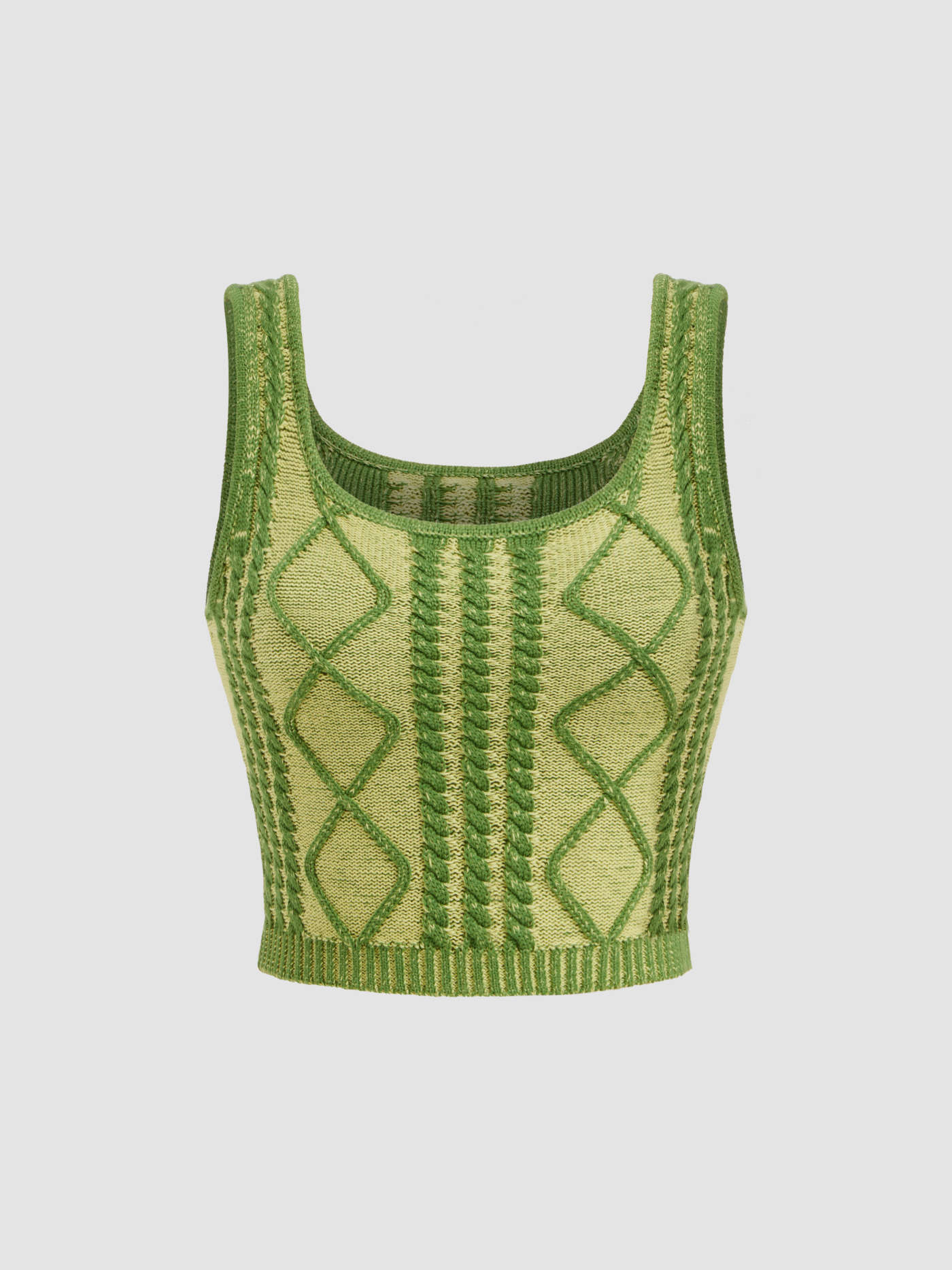 Knitted Scoop Neck Solid Geometric Texture Crop Tank Top | Cider