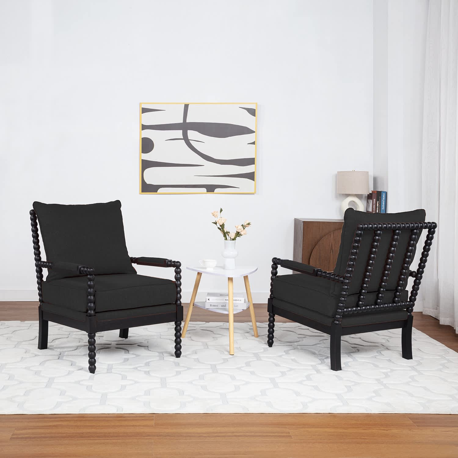 SEYNAR Mid Century Boucle Uplostered Wood Accent Armchair with Cushion Set of 2 in Gray | VD808GREYS2 | Lowe's