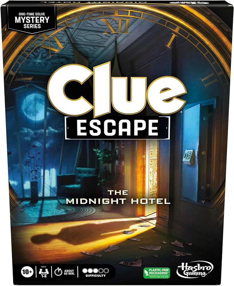 Clue Escape: The Midnight Hotel Board Game, Clue Escape Room Game, 1-Time Solve Mystery Games, Fa... | Amazon (US)