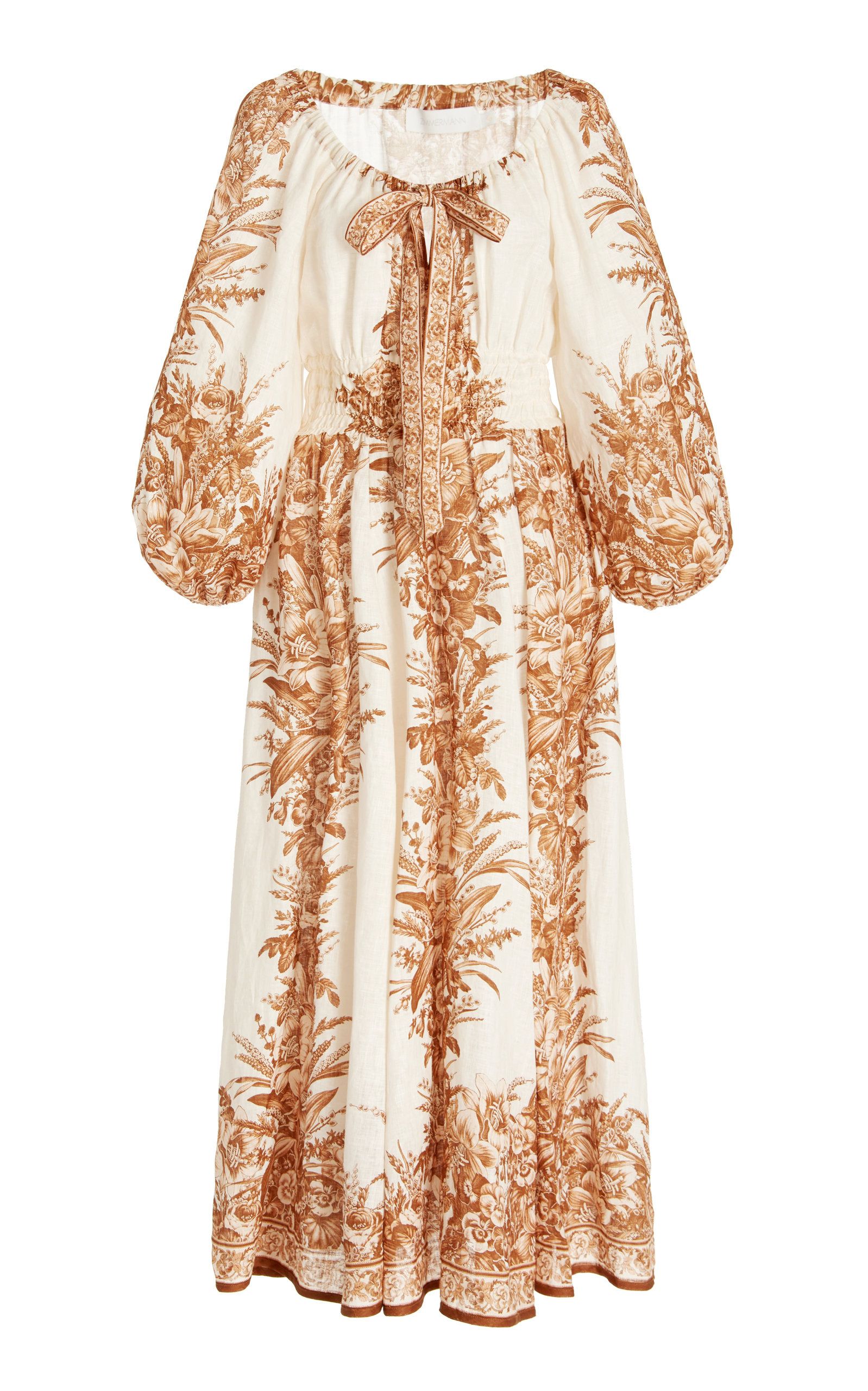 Moonshine Printed Linen Midi Dress | Moda Operandi (Global)