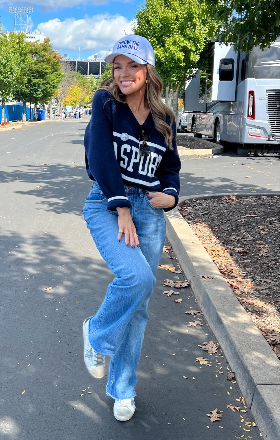 Penn state gameday outfit! Size small in top, size 2R in pants. Hat from barstool. 

#LTKFindsUnder100 #LTKStyleTip #LTKU