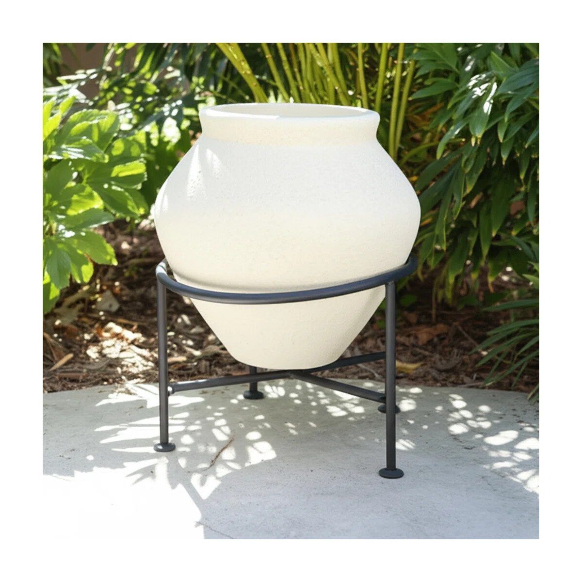 Planter On Stand Pottery Terracotta With Metal Base Decorative Pot With Stand Handcrafted Pottery... | Wayfair North America