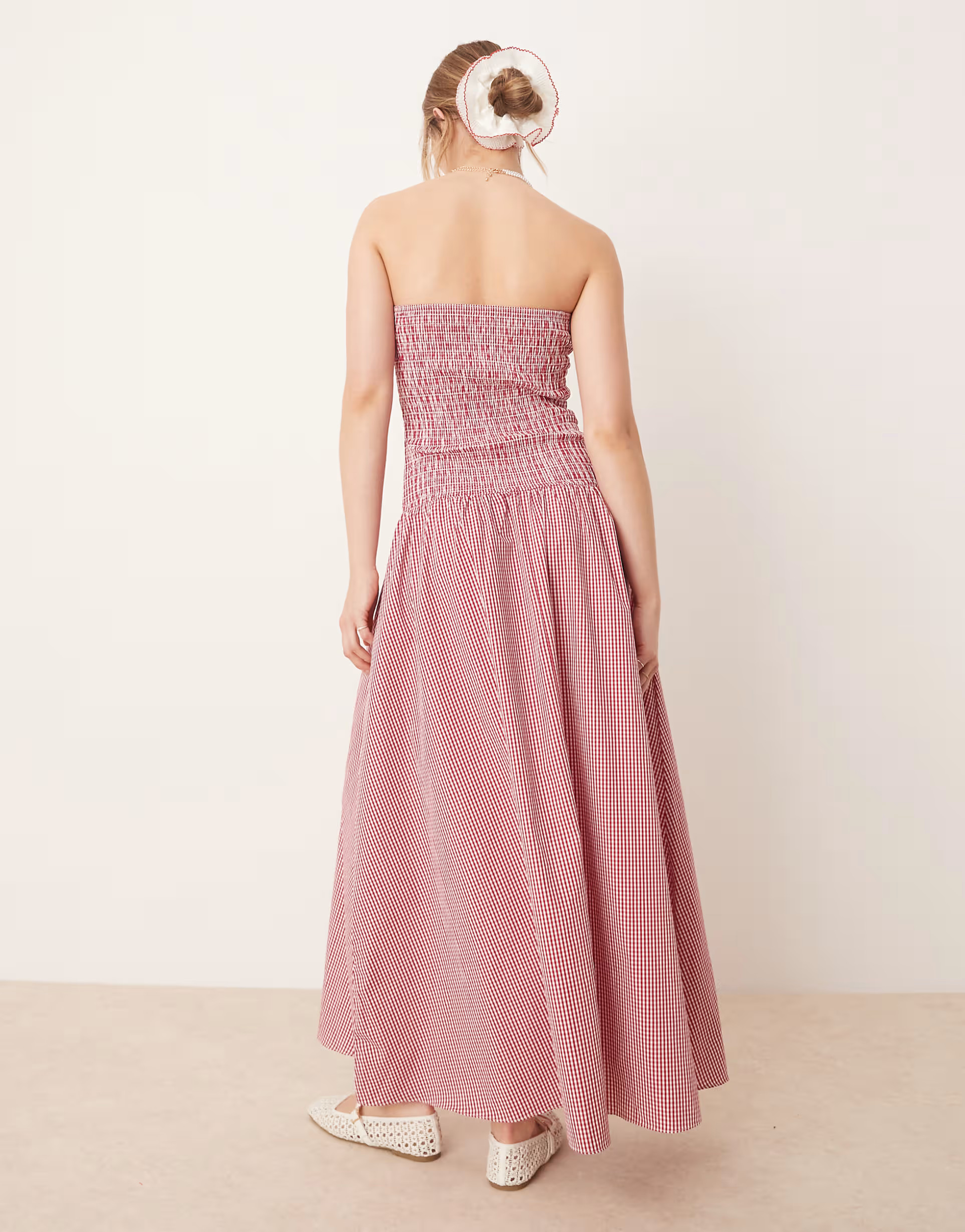 Glamorous shirred drop waist maxi dress in red gingham | ASOS (Global)