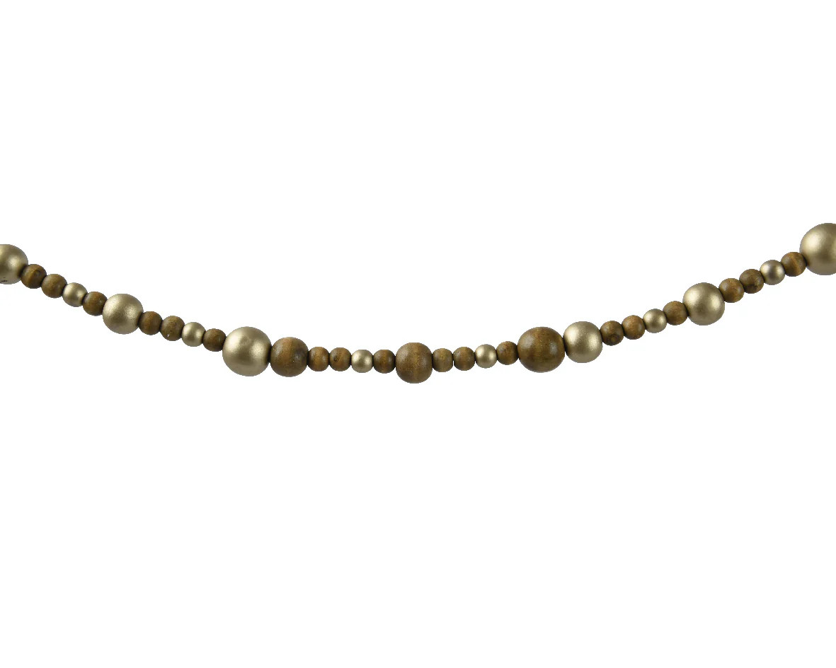 Brown and Antique Bronze Wood Bead Garland | Gatehouse No.1