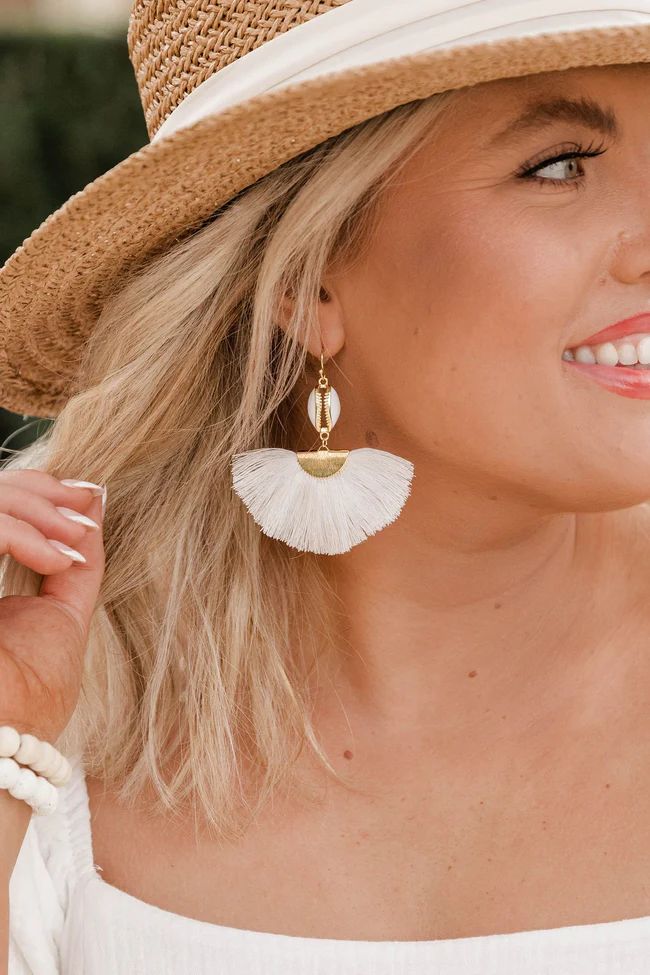 Sandy Promises Shell White Fringe Earrings FINAL SALE | The Pink Lily Boutique