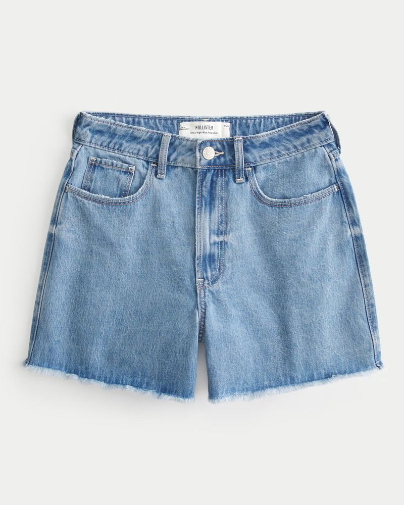 Women's Ultra High-Rise Medium Wash 90s Denim Shorts 5" | Women's Bottoms | HollisterCo.com | Hollister (US)