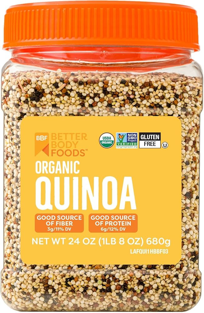BetterBody Foods Organic Quinoa, Vegan, Gluten Free, Low Glycemic Rice Replacement, 24 ounce | Amazon (US)