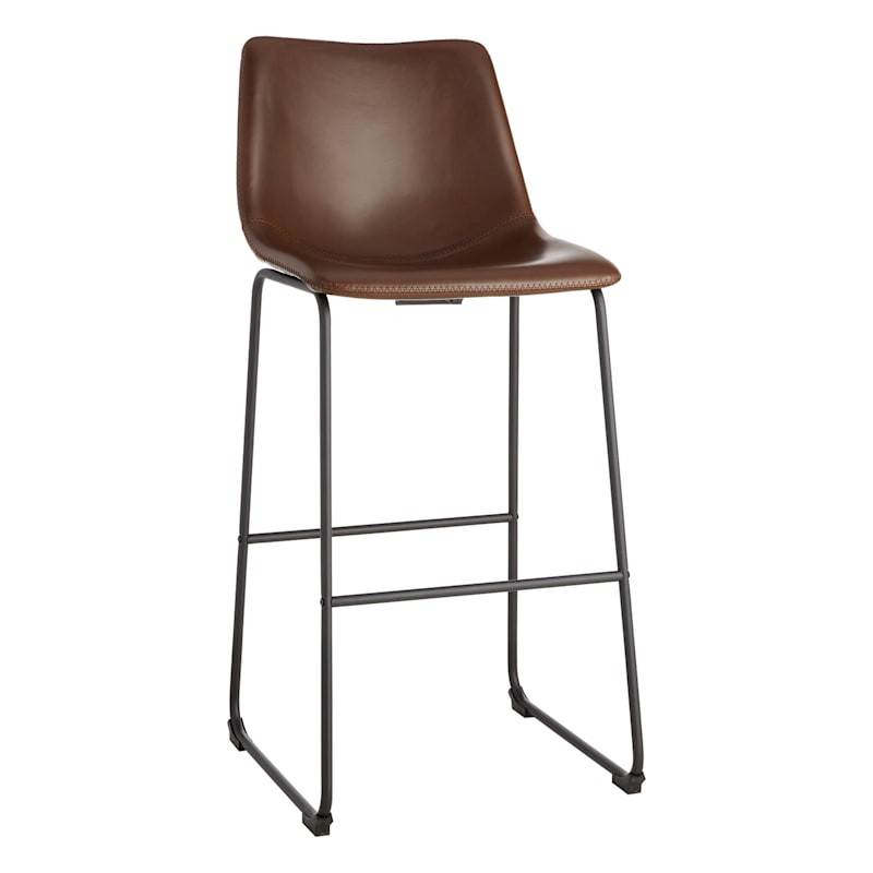 Crosby St. Drake Faux Leather Barstool, Espresso Brown | At Home