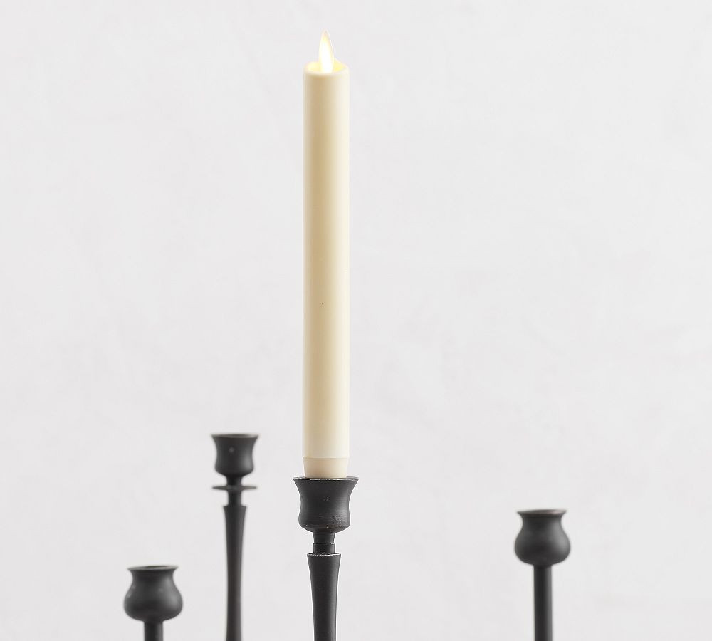 Premium Flickering Flameless Wax Taper Candle - Natural | Pottery Barn (US)