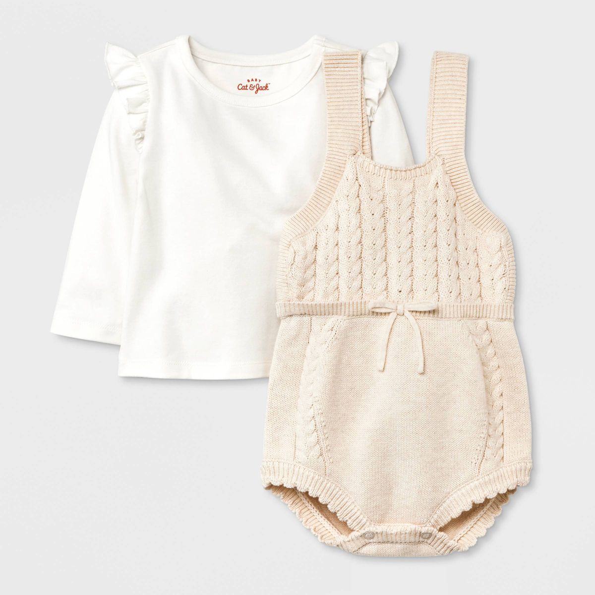 Baby Girls' Sweater Romper with Cable T-Shirt Set - Cat & Jack™ | Target