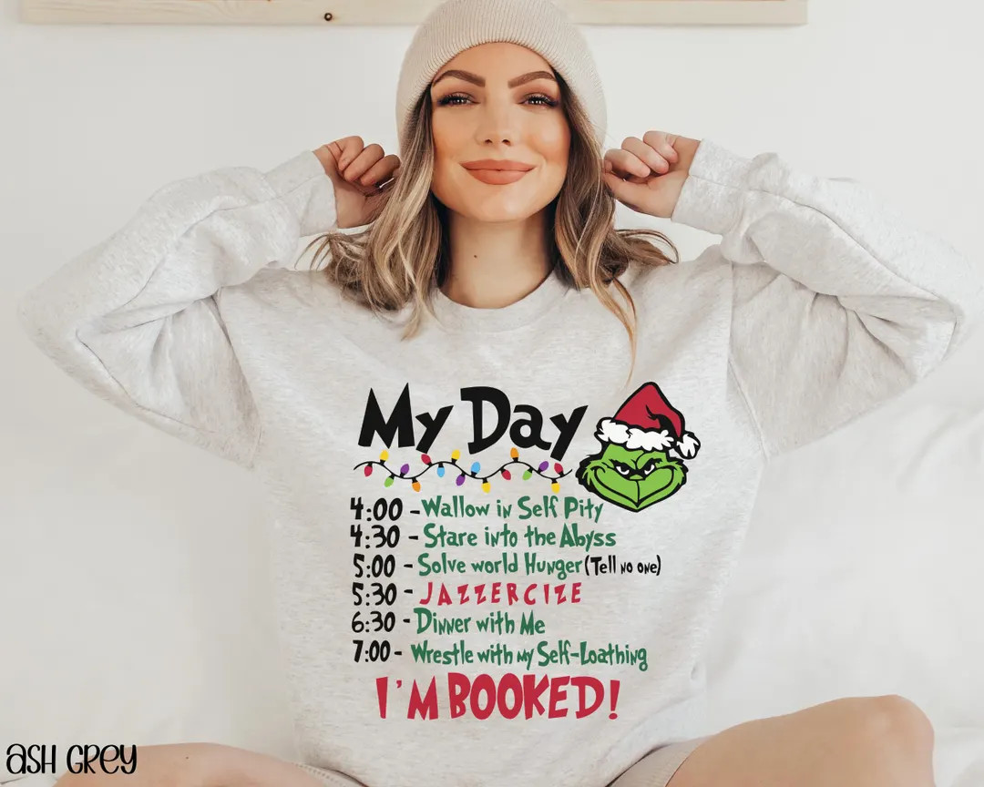Grinch Day Christmas Movie Sweatshirt I'm Booked Retro Xmas Crewneck Festive Funny Max Character ... | Etsy (US)
