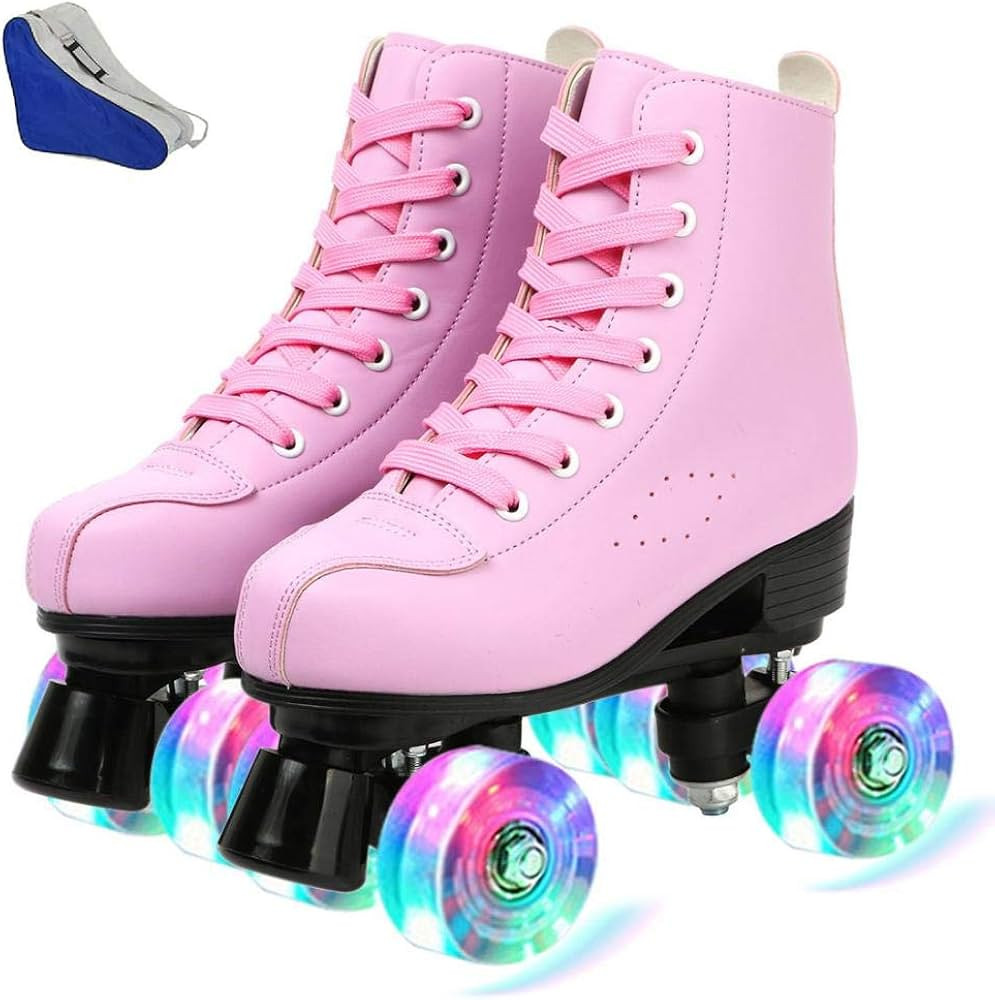 Gets Women's Roller Skates PU Leather High-top Roller Skates Four-Wheel Roller Skates Double Row ... | Amazon (US)