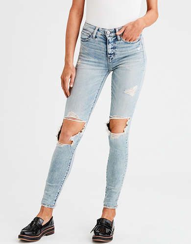 AE Ne(X)t Level High-Waisted Jegging, Worn Out Blue | American Eagle Outfitters (US & CA)