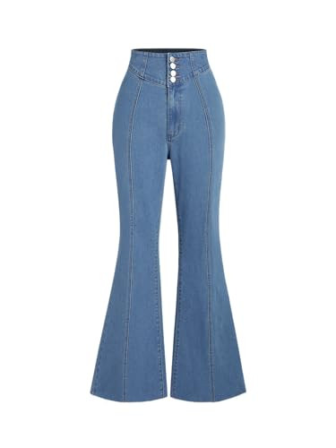 CIDER Denim High Waist Flared Jeans: Denim, XL | Amazon (US)