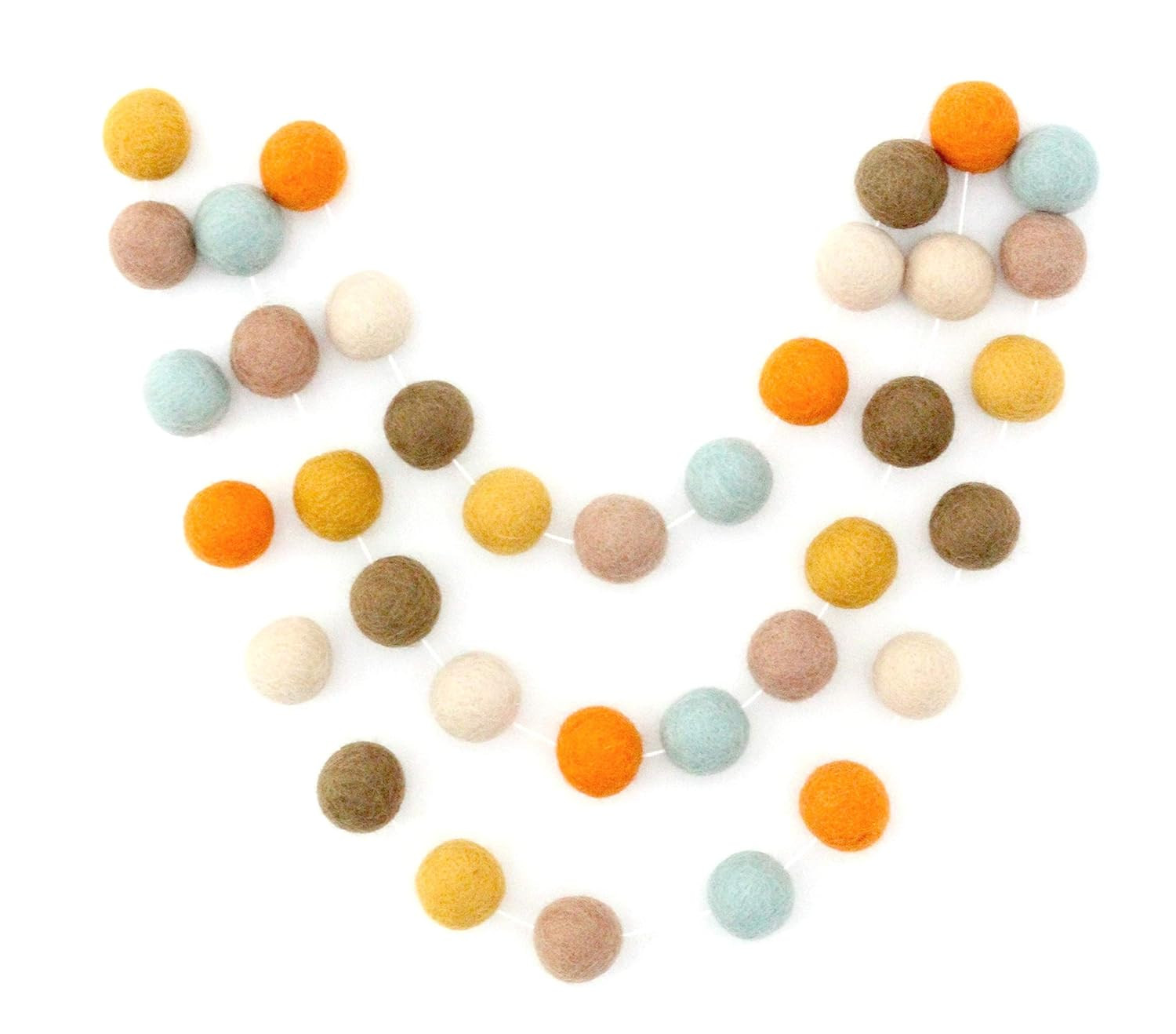 "Pumpkin Latte" Handmade 7 foot Adjustable Fall Felt Ball Garland by Sheep Farm Felt- Fall Pom Po... | Amazon (US)