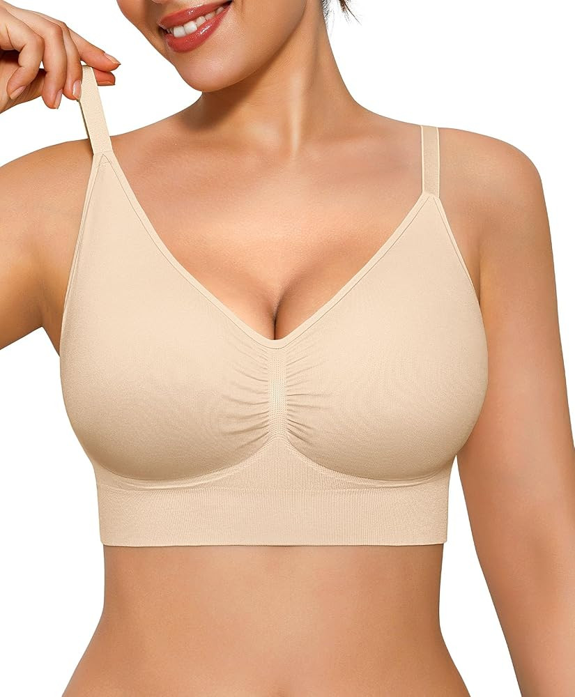 Popilush Bralettes for Women with Support Full Coverage Wireless Minimizer Bras Push Up Seamless ... | Amazon (US)