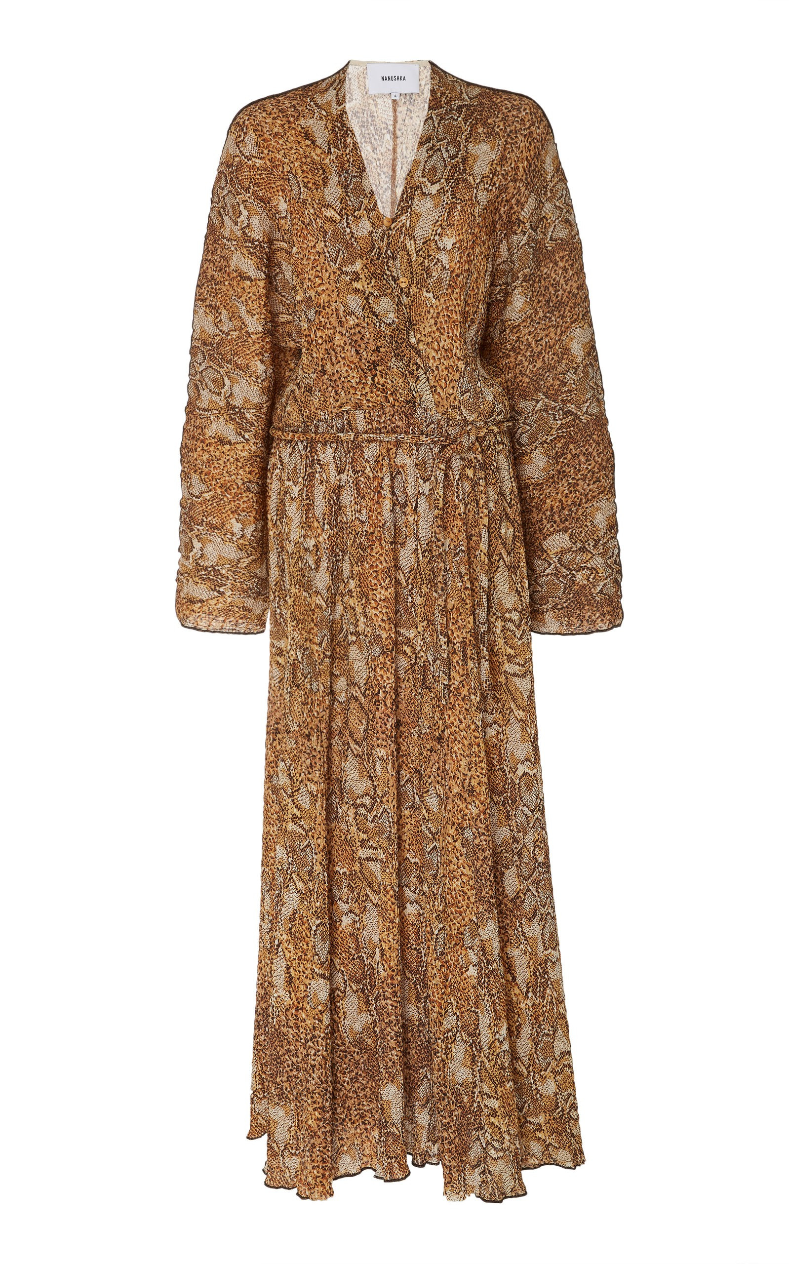 Chul Snake 60'S Belted Chiffon Maxi Dress | Moda Operandi Global