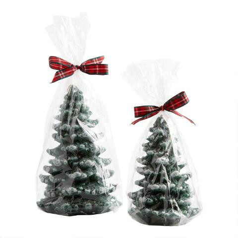 Snowy Evergreen Tree Candle | World Market
