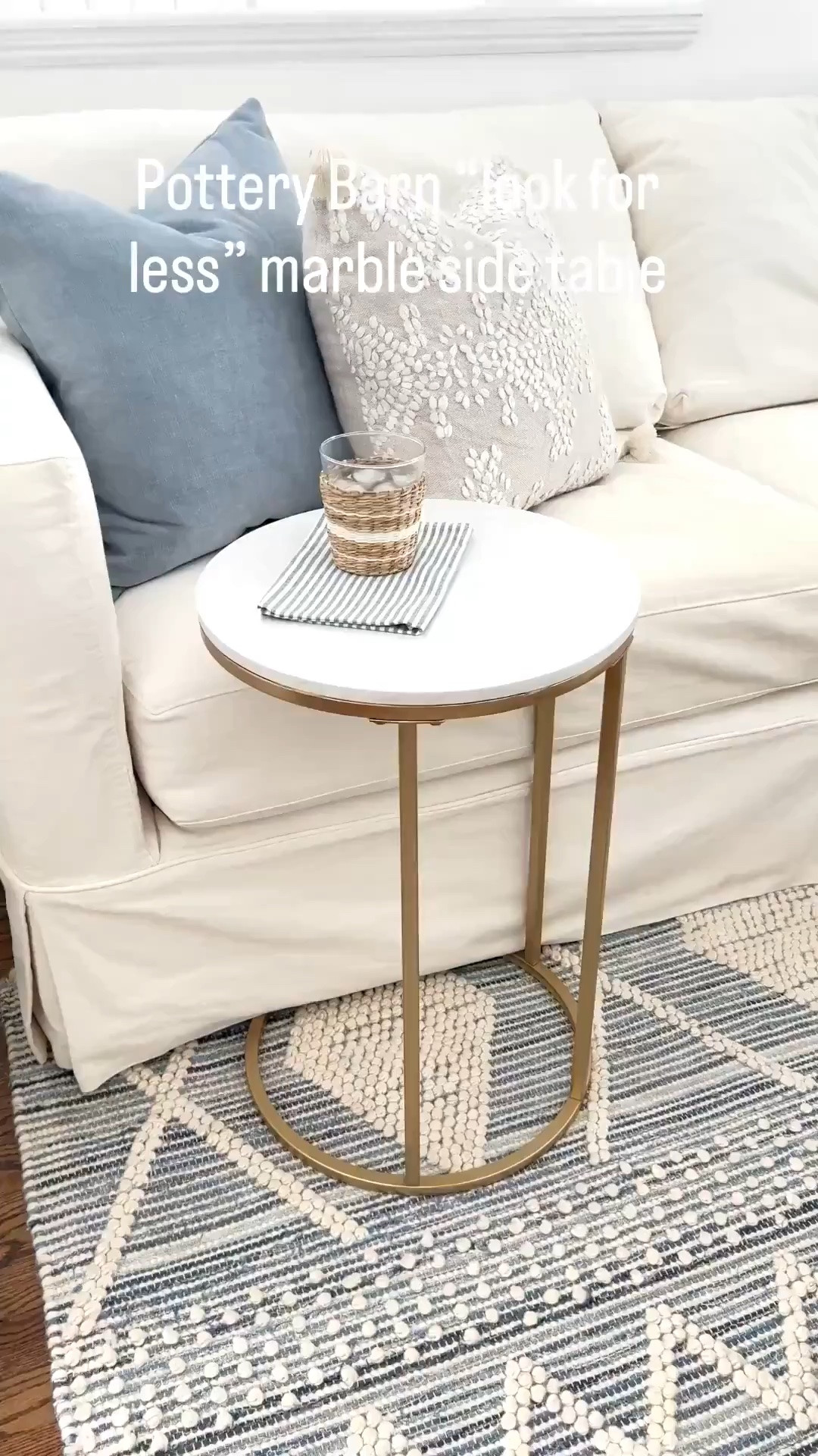 This is such a great side table if you're tight on space, as it snugs right up under a couch, chair or bed! I almost bought Pottery Barn's pricier version but I'm so glad I took a chance on this affordable Amazon side table, which has a real marble top! 
-
coastal home decor, coastal style, coastal furniture, amazon furniture, affordable side tables, marble side tables, side tables under $100, white marble table, amazon living room furniture, amazon end tables, designer look for less, pottery barn look for less, white slipcover sofa, white slipcover couch, performance fabric couch, willow sofa, crate & barrel couch, amazon napkins, amazon cloth napkins, coastal napkins, striped napkins, blue pillow covers, winter pillow covers, blue velvet pillow covers, serena & lily pillow covers, neutral pillow covers, serena & lily rugs, coastal rugs, blue & white rugs, living room rugs, bedroom rugs, 8x10 rugs, 9x12 rugs, 5x8 rugs, 10x13 rugs, beach house rugs

#LTKHome