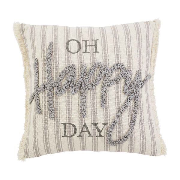 Oh Happy Day Tufted Throw Pillow | Mud Pie