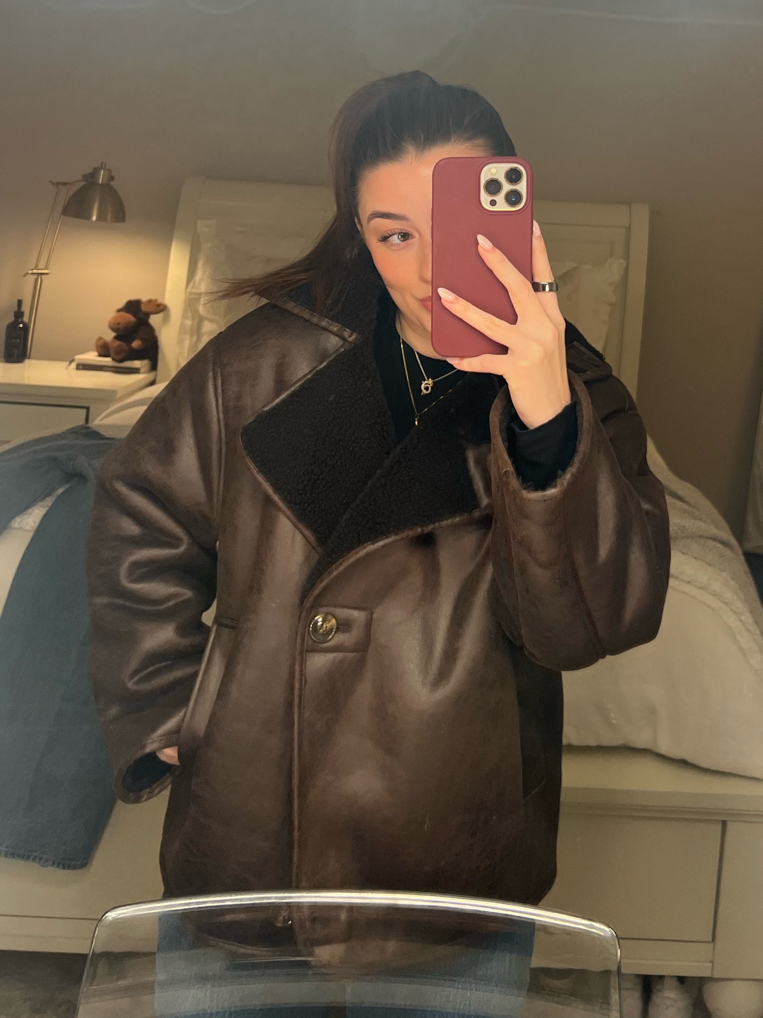 My fav winter jacket 🧥🤎 brown leather is 100% a vibe 

Jacket: XS

#LTKStyleTip