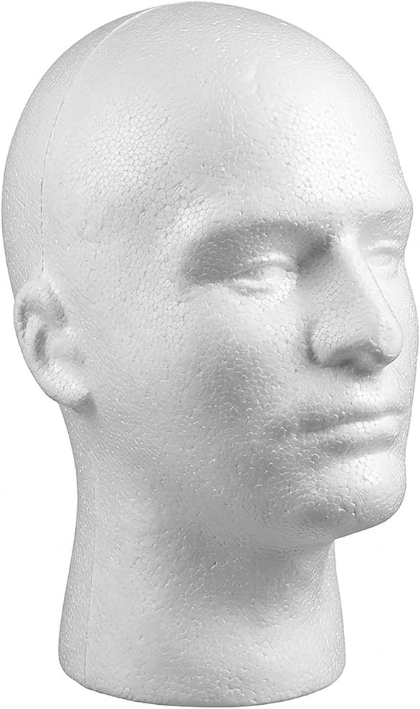 Male Wig Display Mannequin Head Stand Model Styrofoam Foam White | Amazon (US)