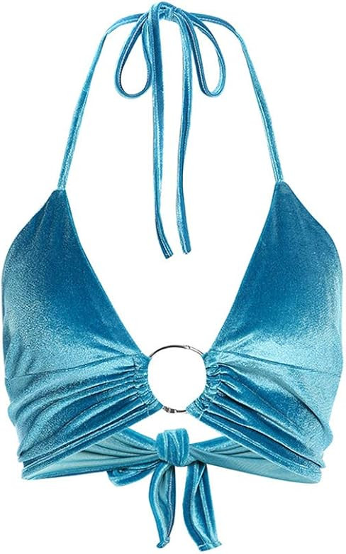 malianna Women Halter Backless Camis Streetwear Club Patchwork Camisole | Amazon (US)