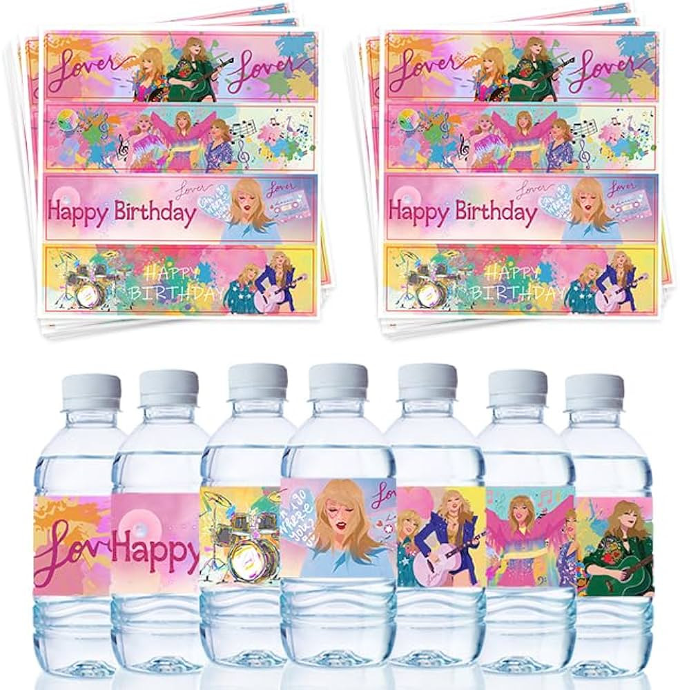 Taylor Singer Birthday Decorations, 48pcs Taylor Singer Party Favors Water Bottle Labels, Taylor ... | Amazon (US)