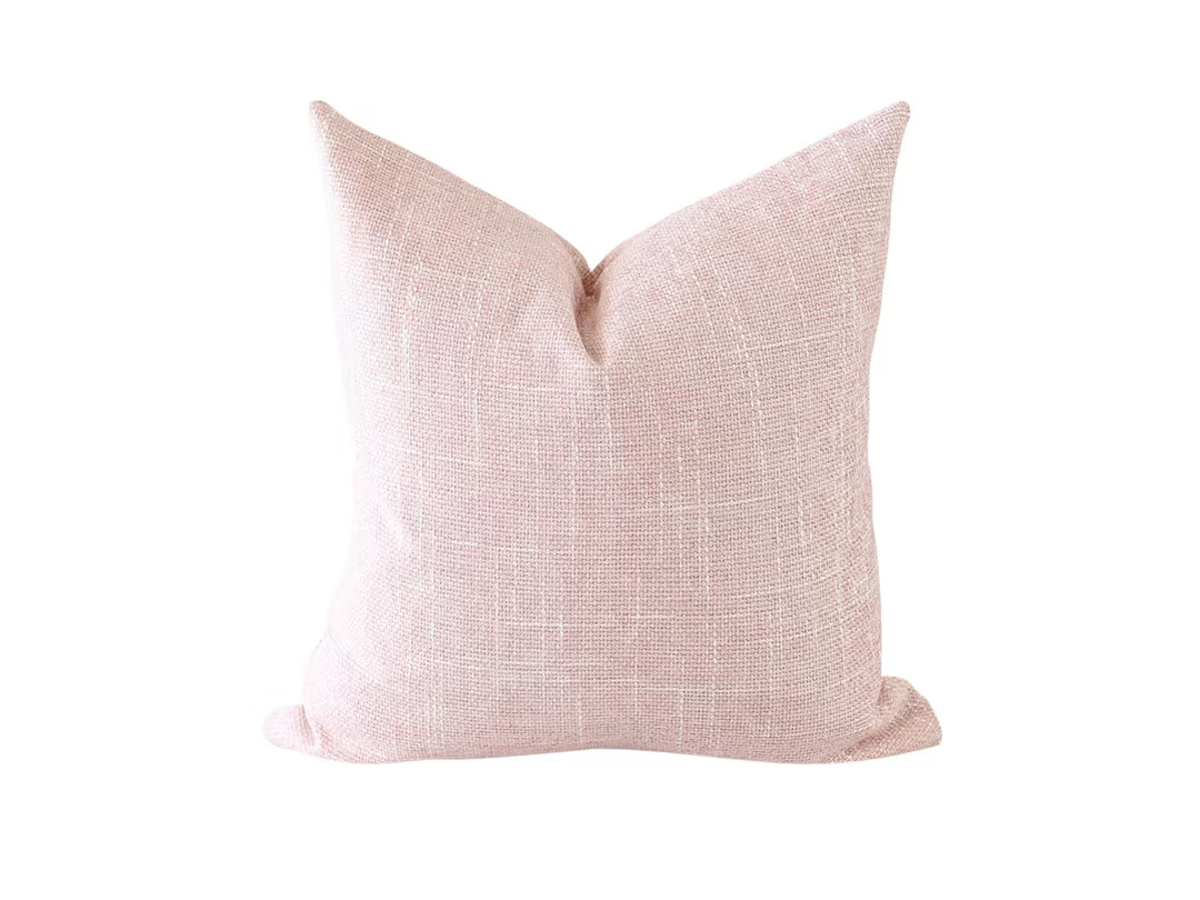 Pink Pillow Cover, Light Pink Pillow Cover, Blush Pillow Cover, Pink Lumbar Pillow, 20x20 Pillow ... | Etsy (US)