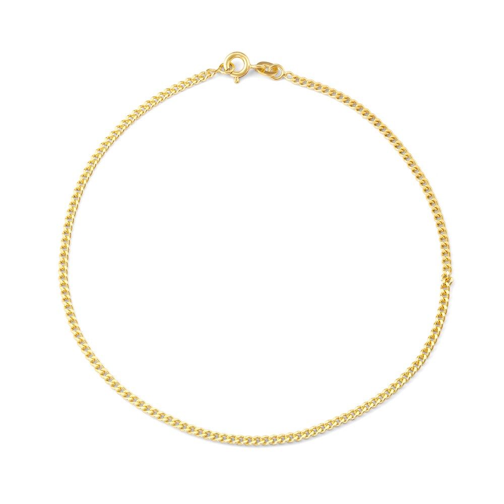 Gioelli Gold over Silver Curb Chain Anklet (Gold Plated Sterling Silver Curb Chain Anklet) | Bed Bath & Beyond