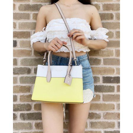 Kate Spade Eva Small Satchel Colorblock Yellow White Multi Crossbody Leather Bag | Walmart (US)