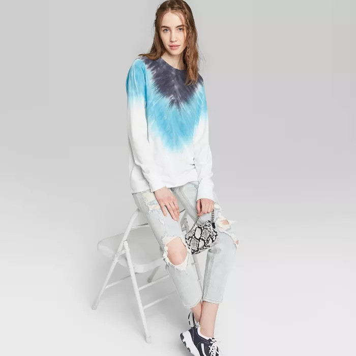 Women's Long Sleeve Tie-Dye T-Shirt - Wild Fable™ Blue | Target