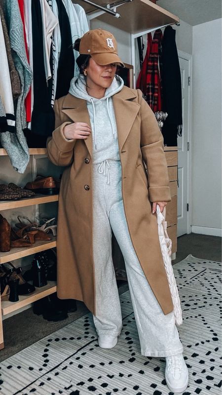 Midsize casual winter outfit Inspo 
Wearing a large in this matching sweatsuit 
Camel coat is an xl 
White NB sneakers tts 
Skin tint- color 5 
Bronzer shade - Siene 
Blush color- cheeky 
Lip gloss color -headliner 
Fave mascara 

#LTKSeasonal #LTKmidsize #LTKstyletip