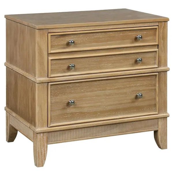Hazel 3-Drawer Solid Wood Storage Chest Nightstand - Overstock - 37176336 | Bed Bath & Beyond