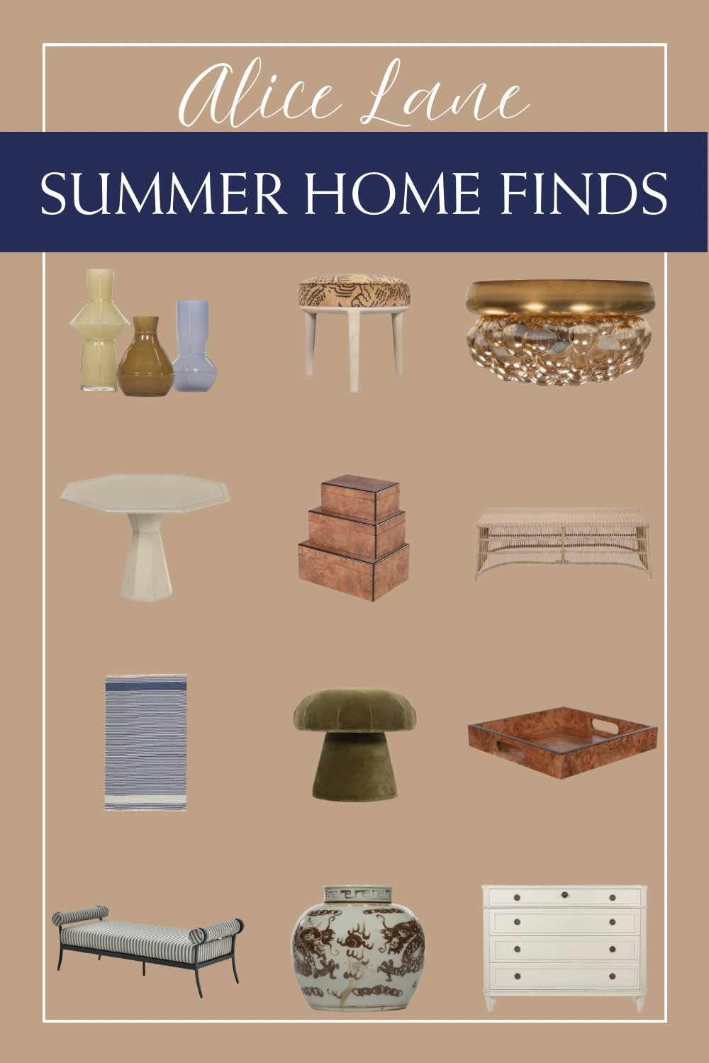 Check out these new and trending home finds from @alicelanehome to brighten up your summer spaces! ☀️🍉⛱️🌊🐚