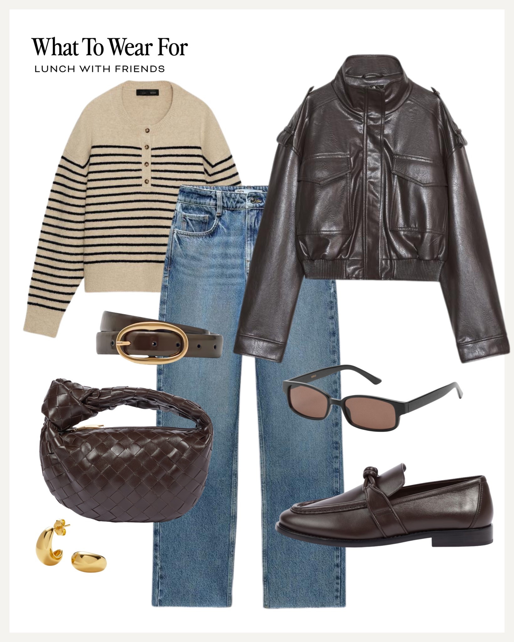 Autumn outfit inspo 🍂 

Zara new in / blue jeans / faux leather jacket / striped knit / loafers / woven clutch bag 

#LTKautumn #LTKuk