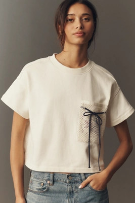 Maeve Cotton Seashell Mesh Pocket Tee | Anthropologie (US)