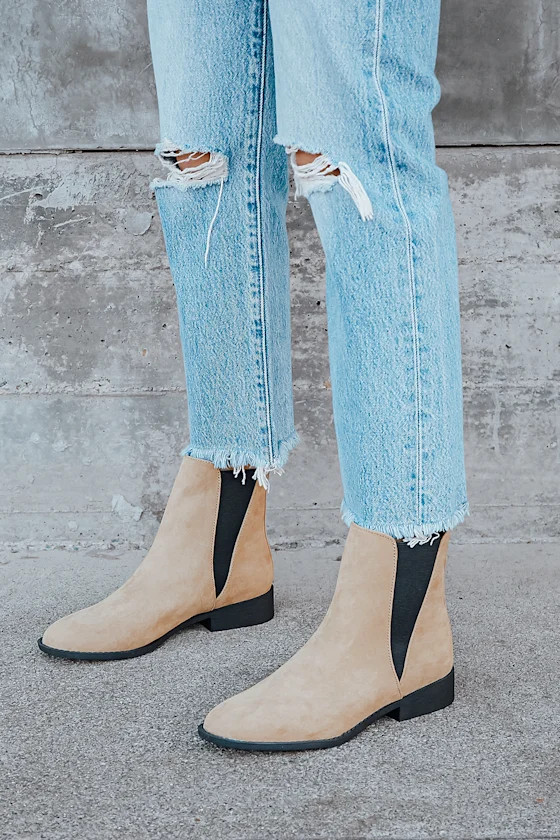 Zadie Taupe Suede Ankle Booties | Lulus (US)
