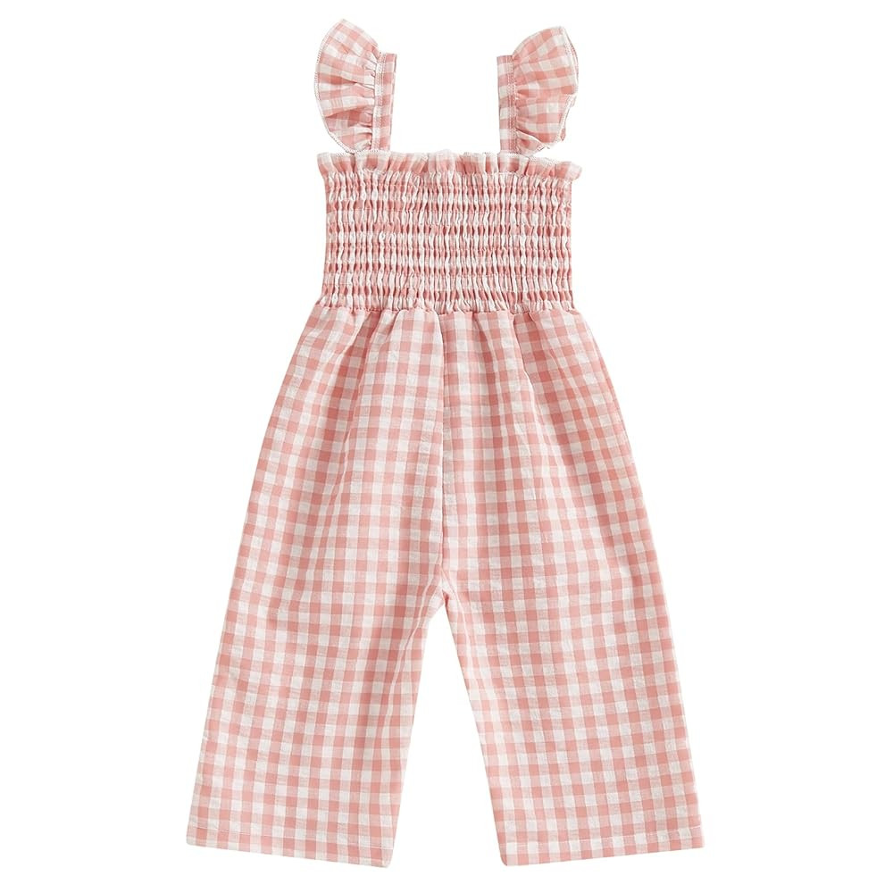 Infant Kids Summer Clothes Toddler Baby Girl Romper Jumpsuit Overall Pants Plaid Sleeveless Ruffl... | Amazon (US)