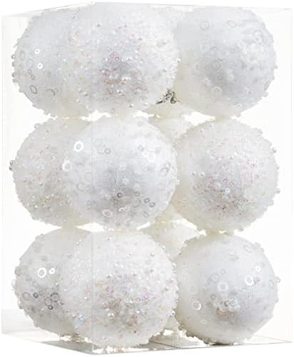 Amazon.com: ChrisWish 2.76" Christmas Ball Ornaments,12pcs White Christmas Ball Decorations Shatt... | Amazon (US)