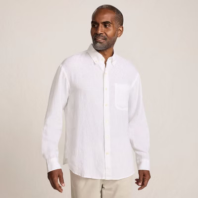 Lands' End Men's Relaxed Linen Shirt - Small - White | Target