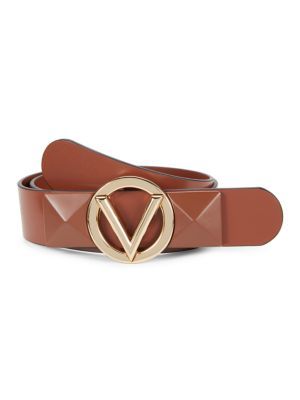 Valentino by Mario Valentino Logo Leather Slim Belt on SALE | Saks OFF 5TH | Saks Fifth Avenue OFF 5TH