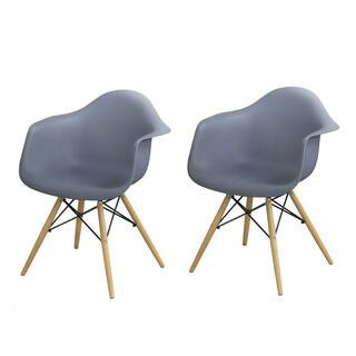 Morven Gray Wood Dining Arm Chairs (Set of 2) | The Home Depot