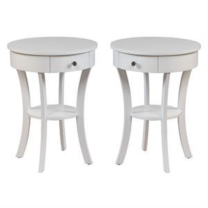Home Square Furniture End Table in White Wood - Set of 2 | Homesquare
