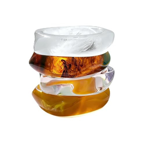 Kysppreu 4 PCS Chunky Acrylic Resin Bangle Bracelets for Women Colorful Wide Bangles Statement Geometric Bracelet for Women Acrylic Jewelry Gift | Amazon (US)