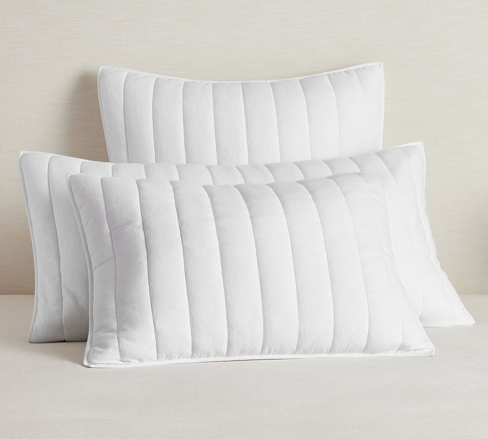 European Flax Linen Cotton Channel Stitch Quilted Sham | Pottery Barn (US)