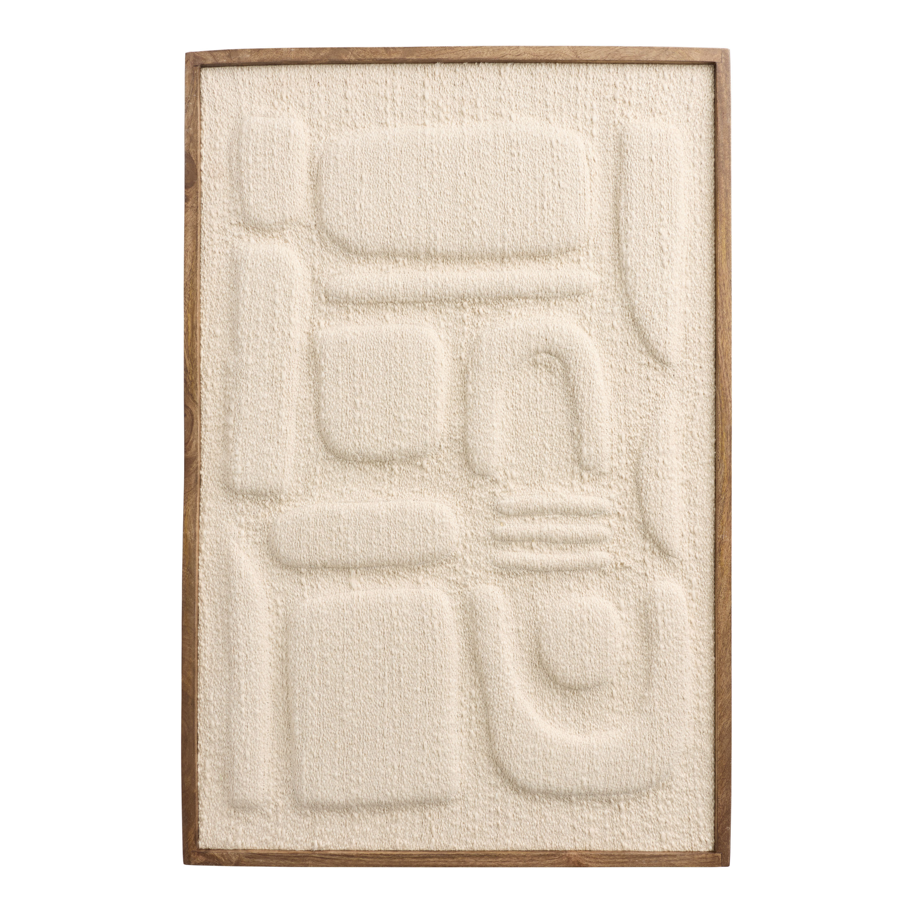 Off White Retro Geo Abstract Tufted Textile Framed Wall Art | World Market